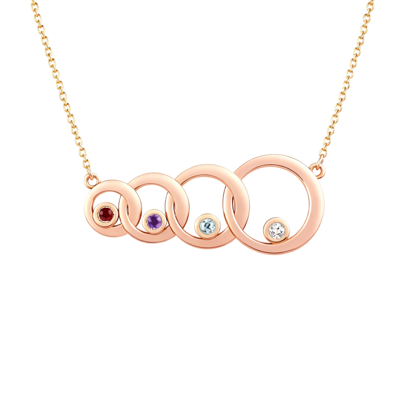 10K Rose Gold Cubic Zirconia Personalized Birthstone Pendant Necklace-1