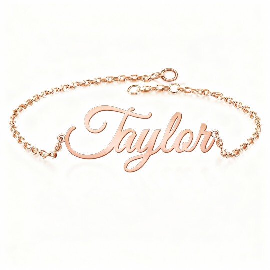 10K Rose Gold Personalized Classic Name Charm Bracelet