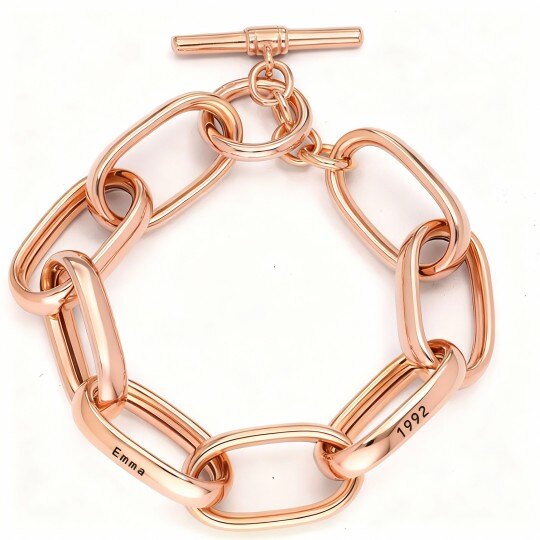 10K Rose Gold Personalized Classic Name Paperclip Bracelet