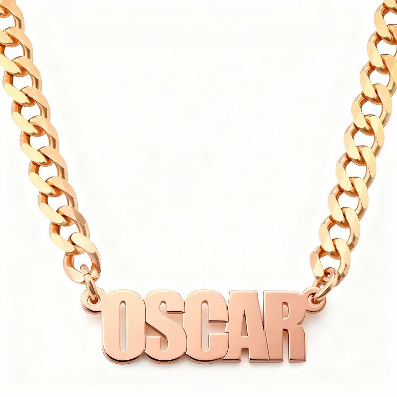 10K Rose Gold Personalized Classic Name Pendant Necklace-1