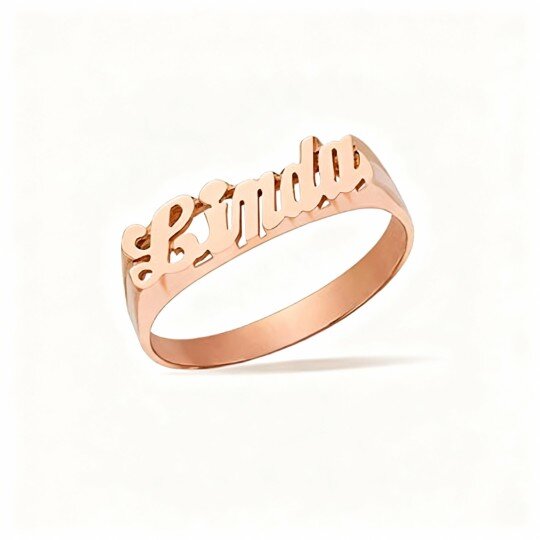 10K Rose Gold Personalized Classic Name Ring