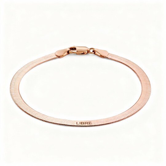 10K Rose Gold Personalized Classic Name Snake Chain Bracelet
