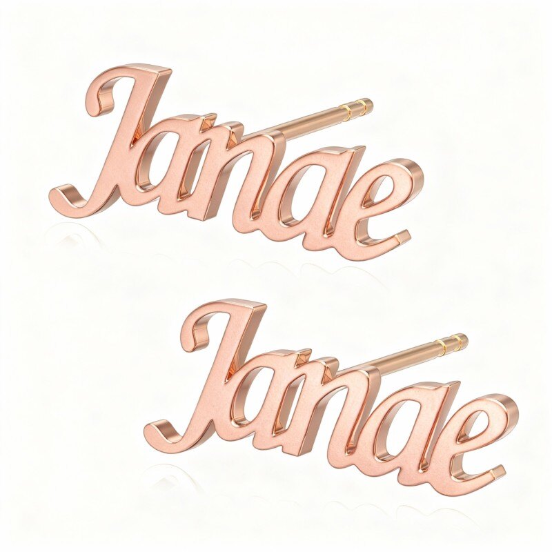 Personalisierte Namensohrstecker aus 10-karätigem Roségold-1