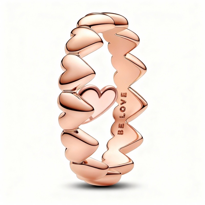 Bague personnalisée en or rose 14 carats avec gravure et cœur.-1