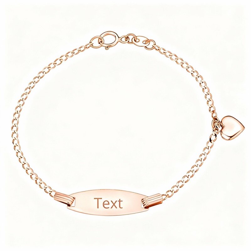 14K Rose Gold Personalized Engraving Identification Bracelet-1