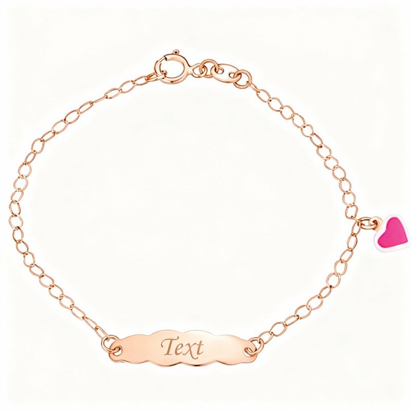 Pulsera de identificación grabada personalizada en oro rosa de 10 quilates-1