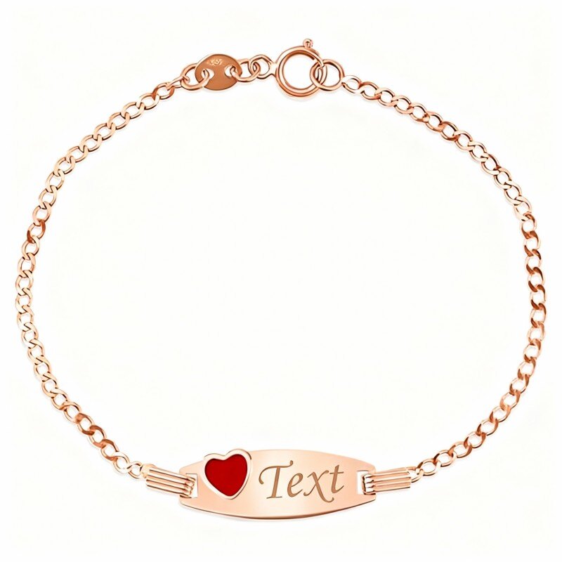 Pulsera de identificación grabada personalizada en oro rosa de 10 quilates-1