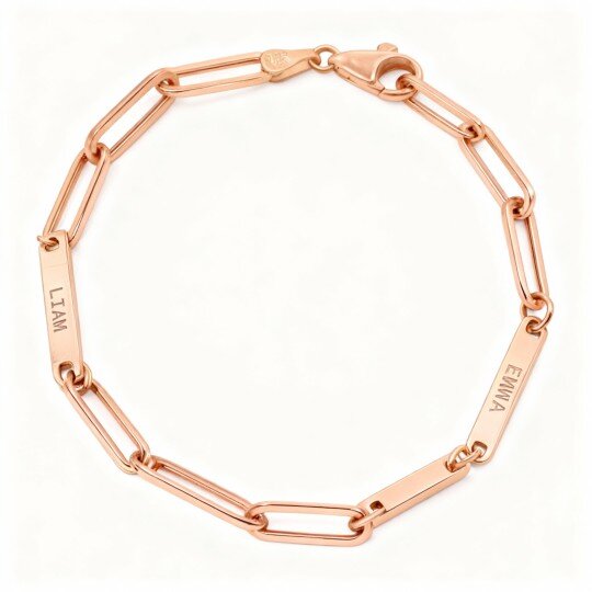 10K Rose Gold Personalized Engraving Identification Bracelet