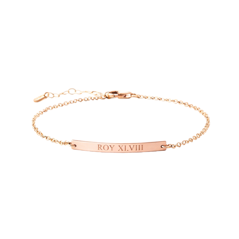 Pulsera de identificación personalizada grabada en oro rosa de 10 quilates-1