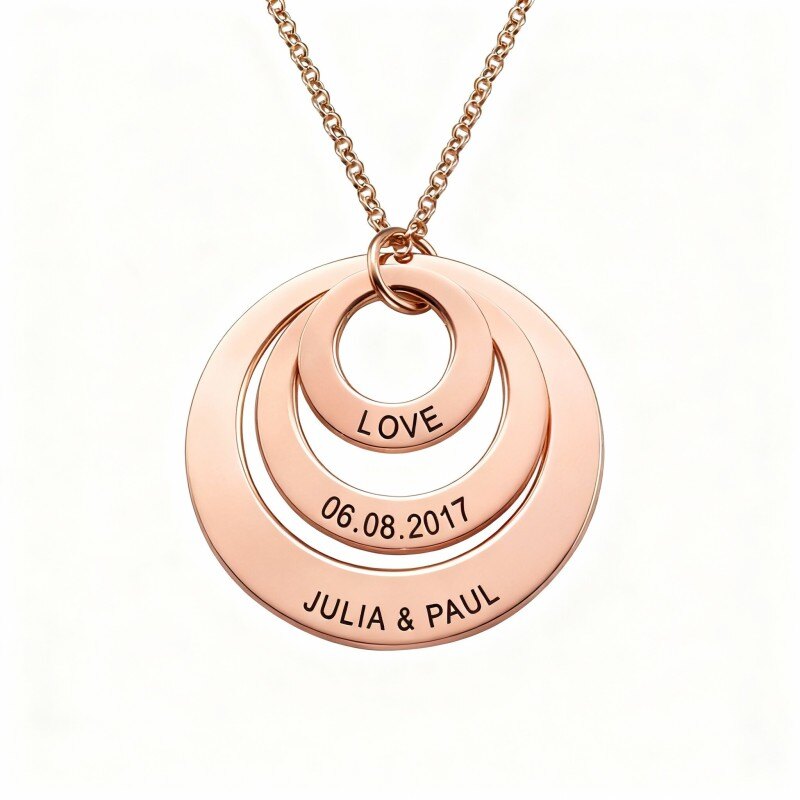 Collar con colgante grabado personalizado en oro rosa de 10 quilates-1