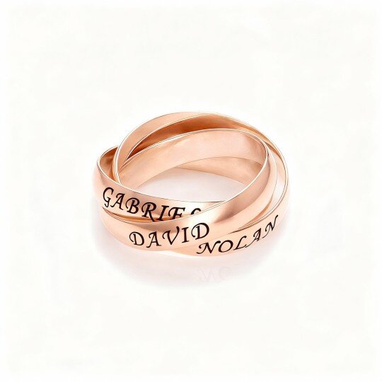 Anel personalizado com gravação em ouro rosa de 9 quilates
