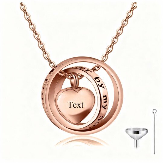 Collana con urna per ceneri con incisione personalizzata in oro rosa 10K