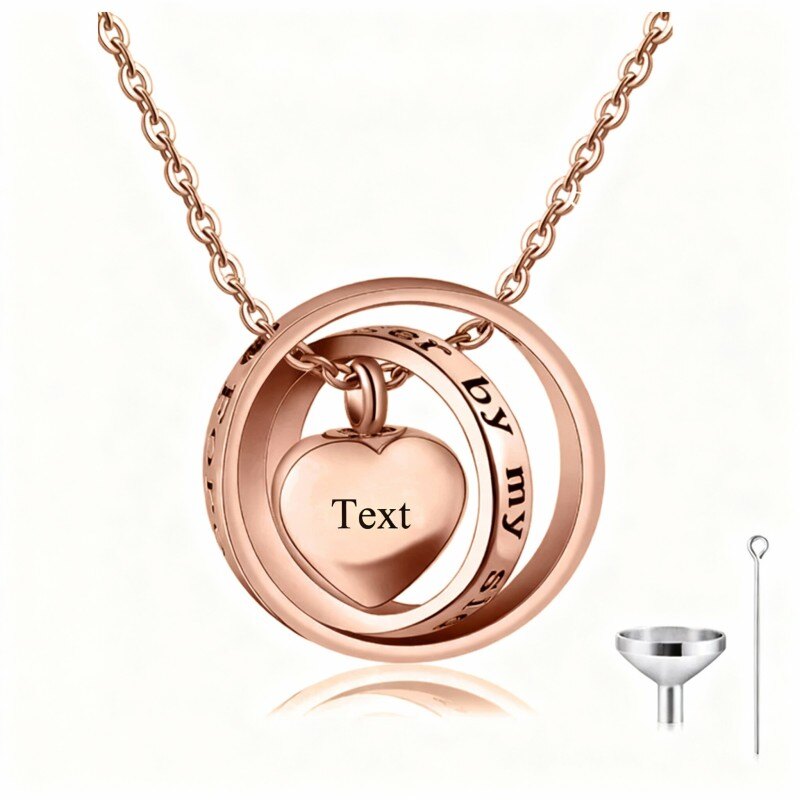 Naszyjnik z urną na prochy z 10-karatowego różowego złota z grawerunkiem i personalizowanym nadrukiem-1