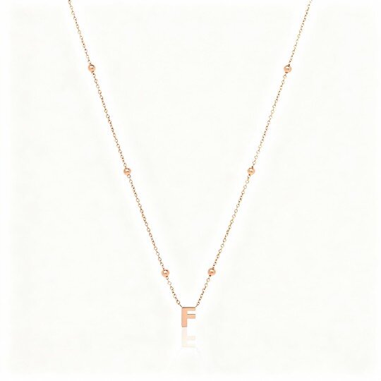 Collier pendentif personnalisé en or rose 10 carats avec initiale et perle