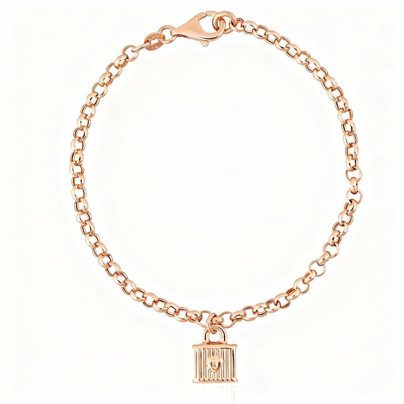 Pulsera con dije de inicial personalizada en oro rosa de 18 quilates-1