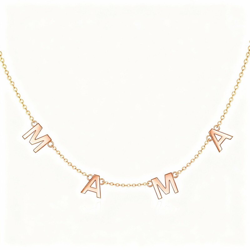 18K Rose Gold Personalized Initial Letter Metal Choker Necklace-1