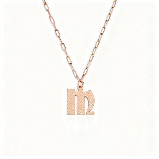 Collier pendentif lettre initiale personnalisée en or rose 10 carats