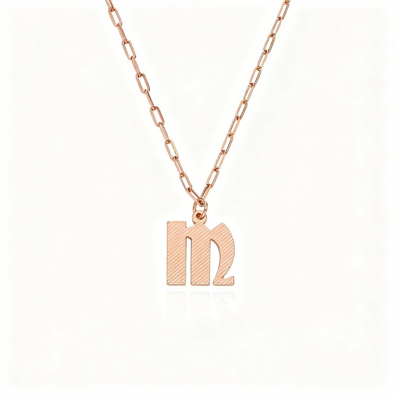 10K Rose Gold Personalized Initial Letter Pendant Necklace-1