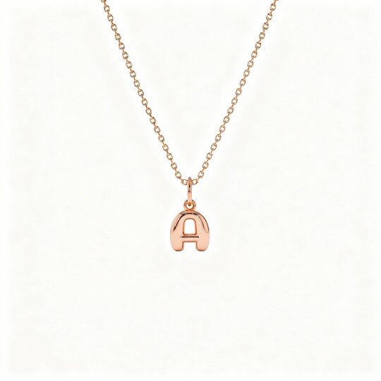 Collier pendentif lettre initiale personnalisée en or rose 10 carats