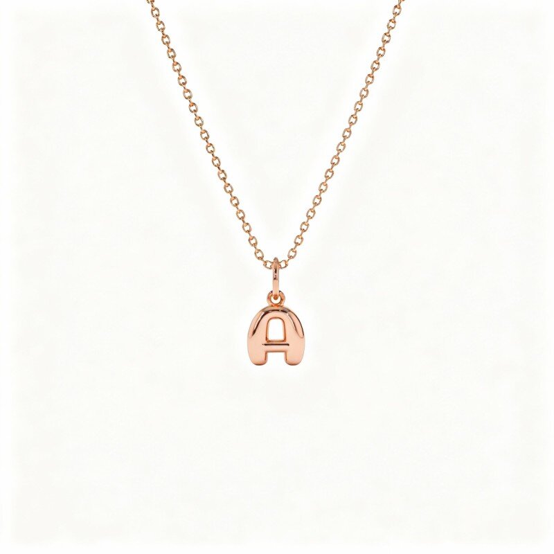 14K Rose Gold Personalized Initial Letter Pendant Necklace-1