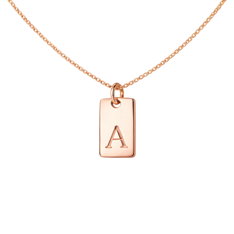 Collar con colgante de inicial personalizada en oro rosa de 14 quilates-1
