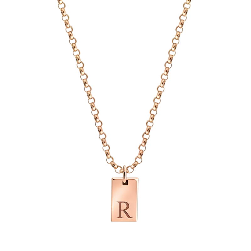 Collar con colgante de inicial personalizada en oro rosa de 10 quilates-1