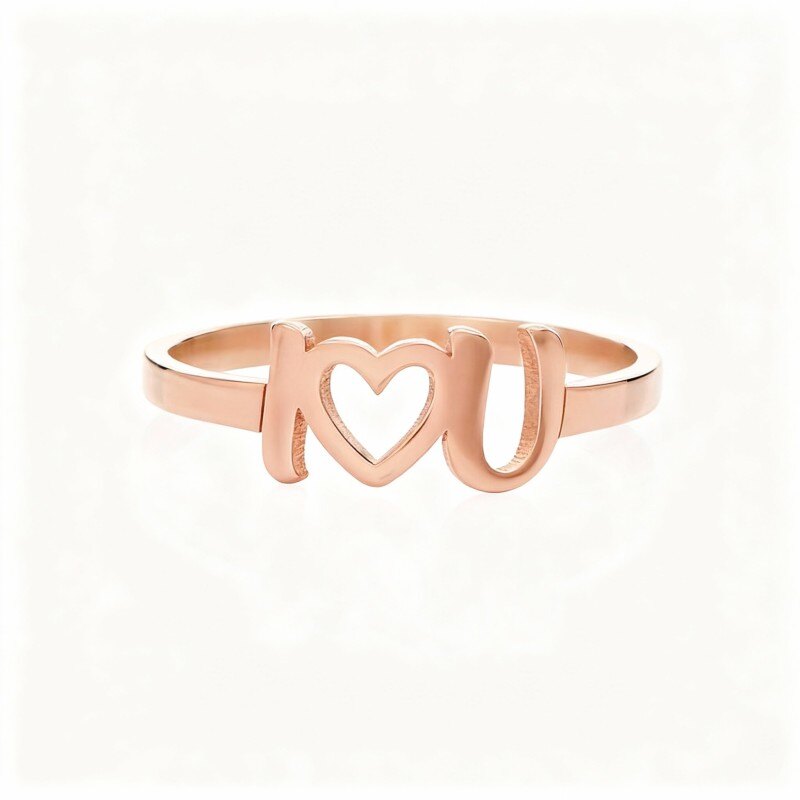 Anillo personalizado con inicial en oro rosa de 10 quilates-1