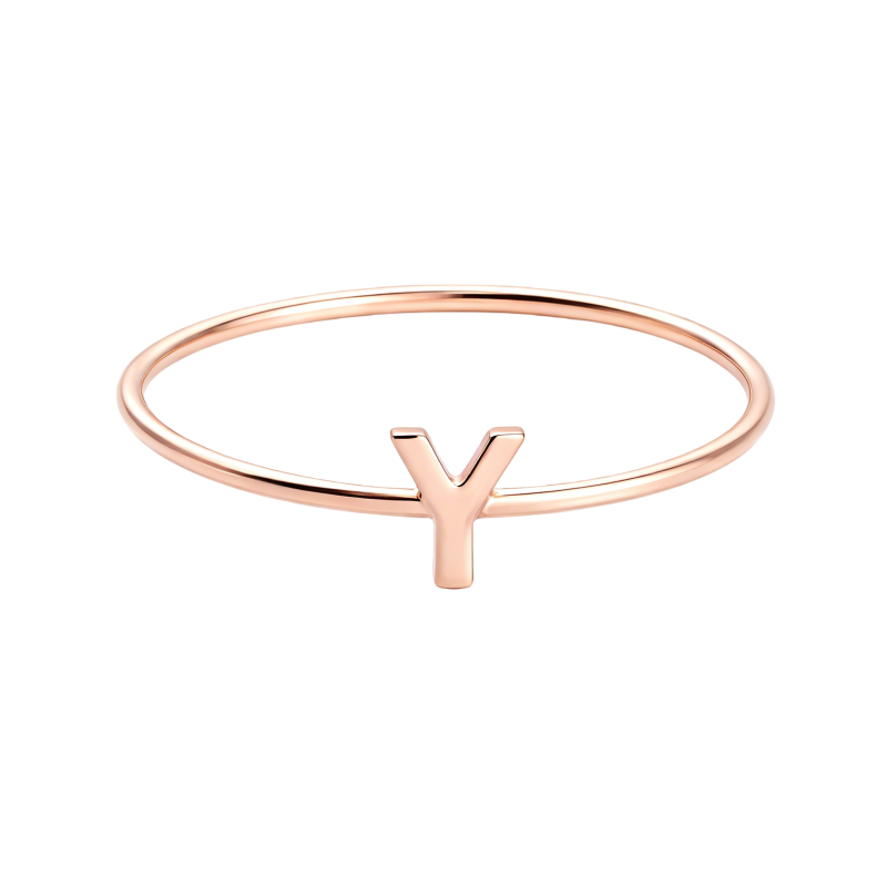 10K Rose Gold Personalized Initial Letter Initial Ring-1
