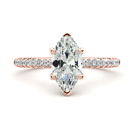 Anel de noivado em ouro rosa 18K com diamantes Petite Pavé Lab