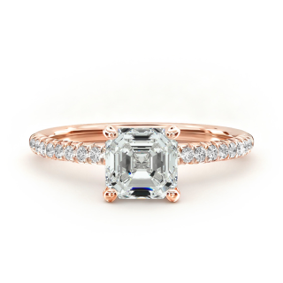 10K Rose Gold Petite Pavé Lab Diamond Engagement Ring-15