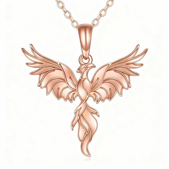 Collier pendentif phénix en or rose 10 carats