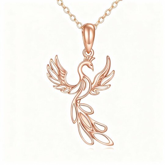 10K Rose Gold Phoenix Pendant Necklace