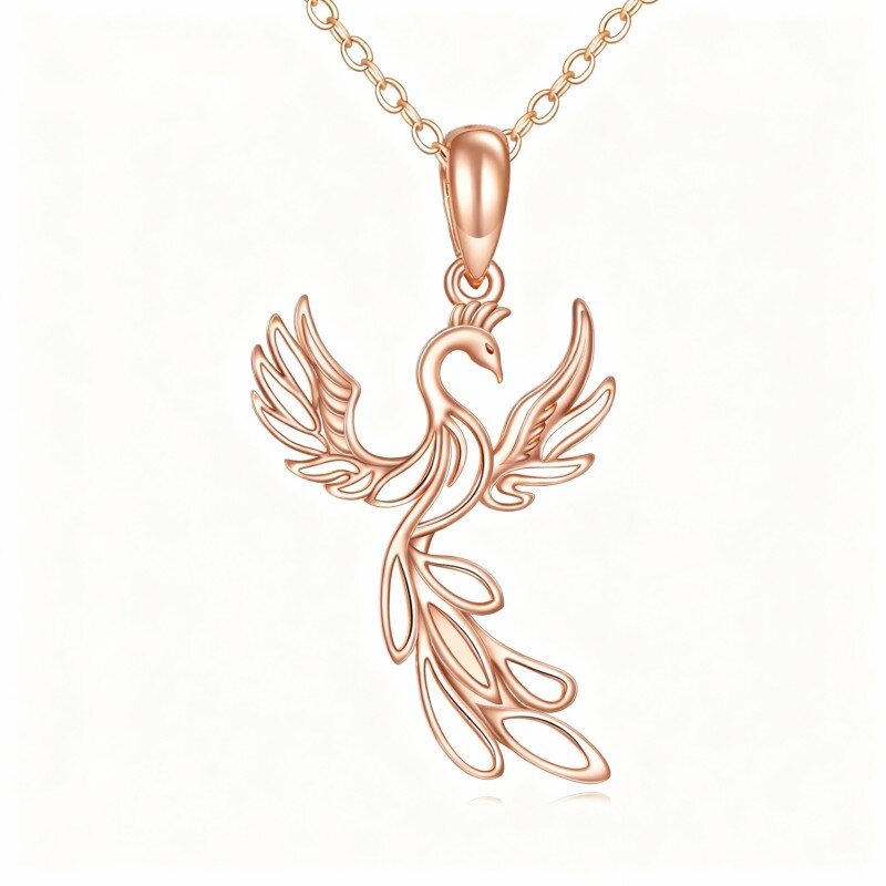 14K Rose Gold Phoenix Pendant Necklace-1