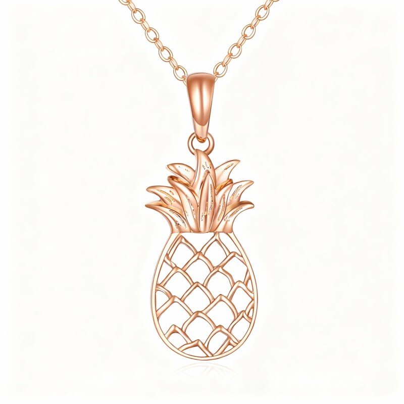 14K Rose Gold Pineapple Pendant Necklace-1