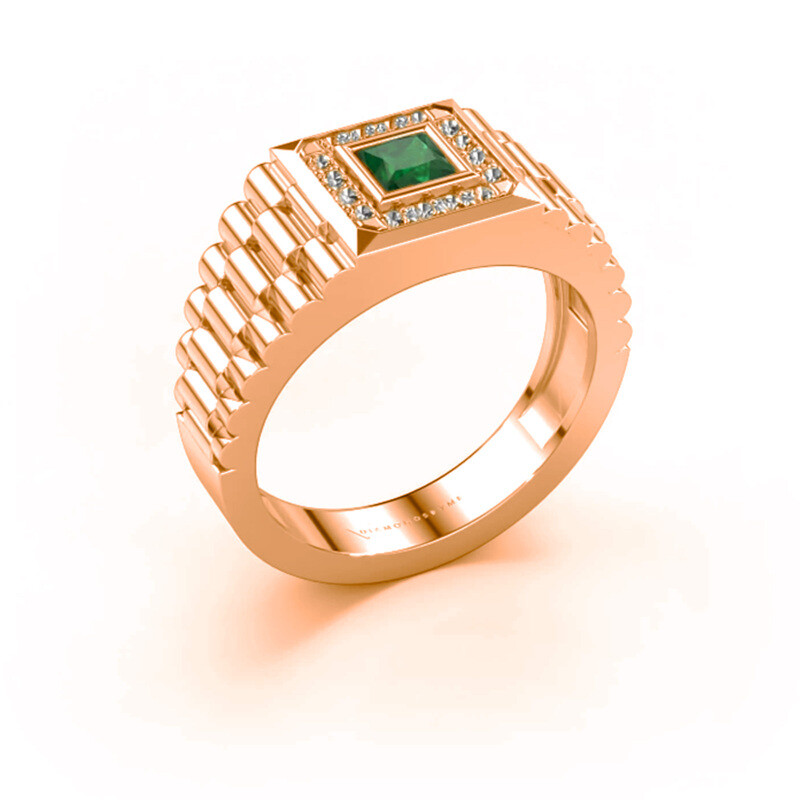 Obrączka ślubna dla mężczyzn z 18-karatowego różowego złota ze szlifem księżniczki i diamentami o masie 0,2 ct-1