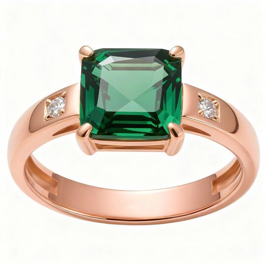 Anel de Noivado em Ouro Rosa 10K com Corte Princesa