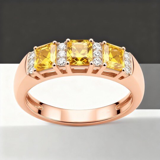 10Kローズゴールド プリンセスカット エンゲージリング