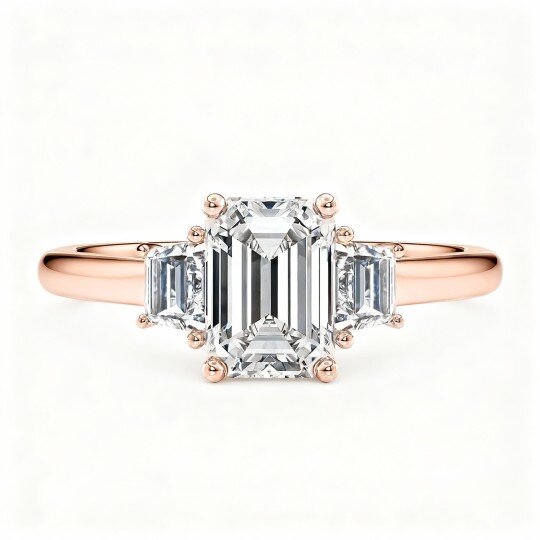 10K Rose Gold Princess Cut Moissanite Engagement Ring