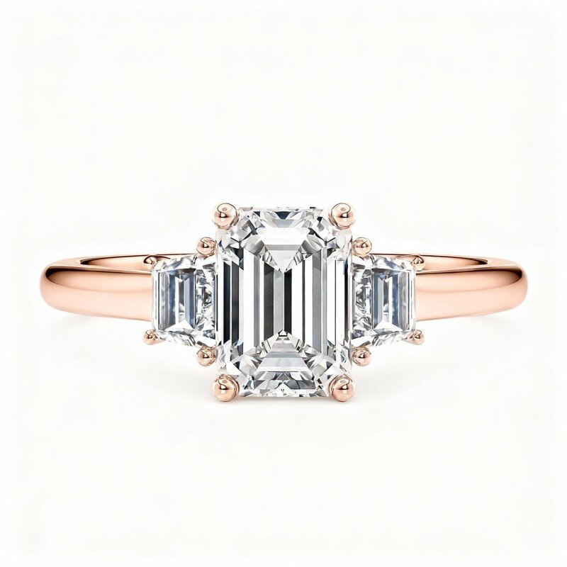10K Rose Gold Princess Cut Moissanite Engagement Ring-1