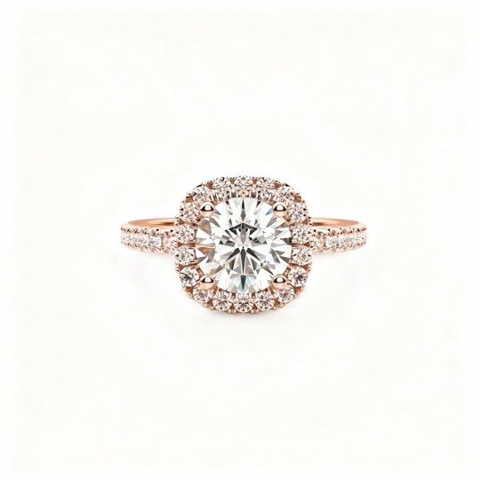 Bague de fiançailles pour couple en or rose 10 carats avec moissanite taille princesse et gravure personnalisée