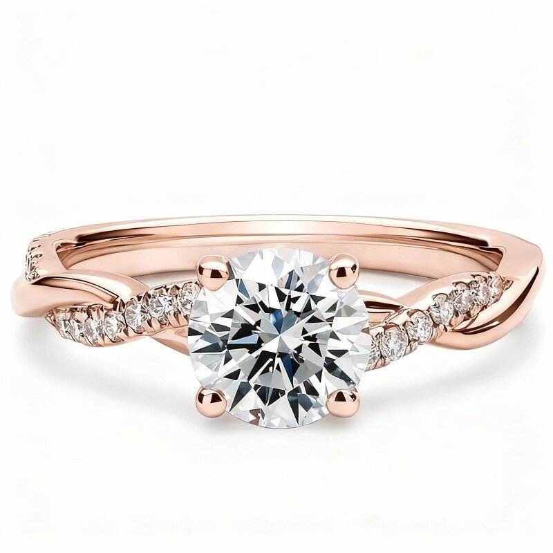 10K Rose Gold Round Cut Engagement Ring-1