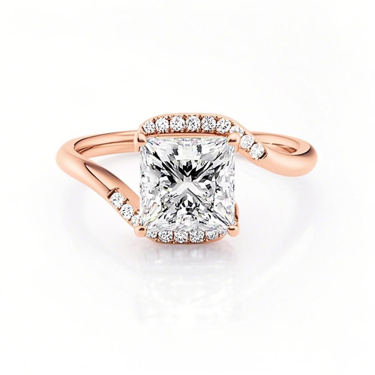 18K Rose Gold Princess Cut Moissanite Ring-1