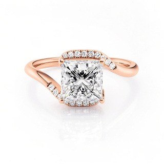 Sterling Silver with Rose Gold Plated Moissanite Ring-16