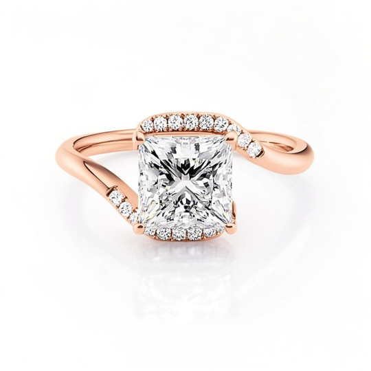 Sterling Silver with Rose Gold Plated Moissanite Ring