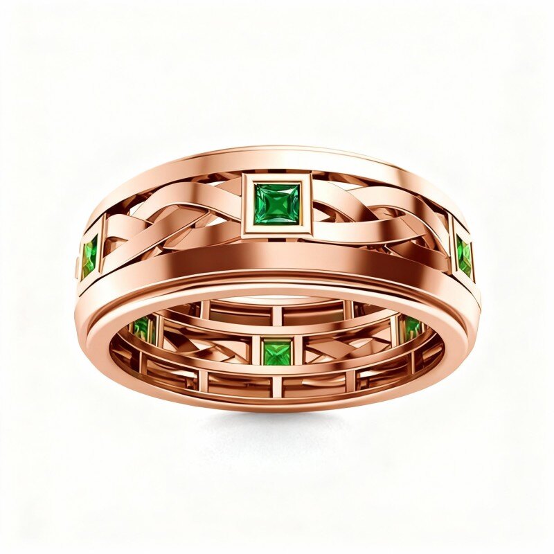 Pierścionek męski z 14-karatowego różowego złota w szlifie księżniczki-1