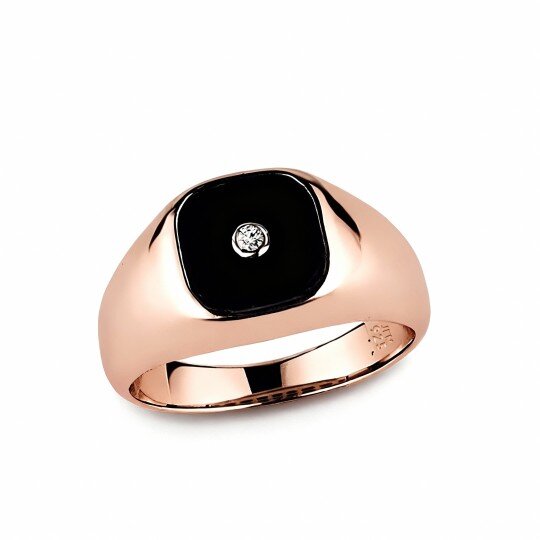 10K Rose Gold Princess Cut Ring for Men