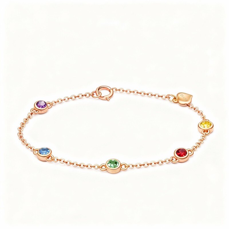 Armband aus 14-karätigem Roségold mit Zirkonia in Regenbogenfarben-1