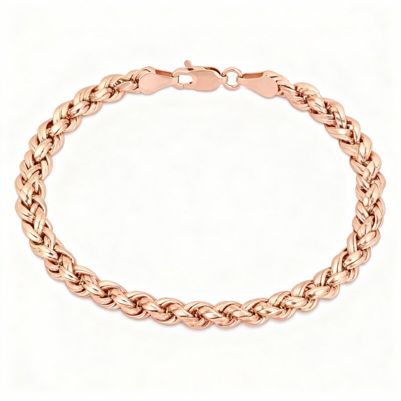 14K Rose Gold Rope Chain Bracelet for Men-1