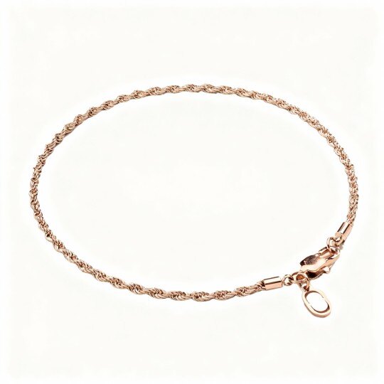 10K Rose Gold Rope Chain Bracelet