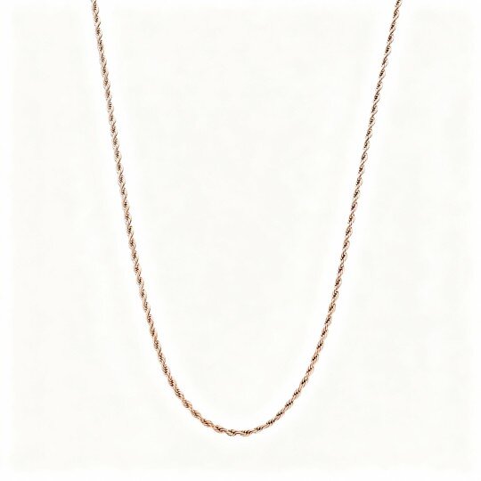 Colar para homem com corrente de corda em ouro rosa 10K.
